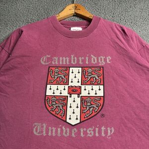 Vintage 90s Cambridge University Crest T-Shirt Large Faded College Logo UK Made